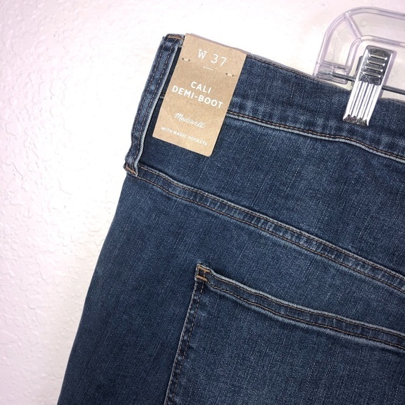 Madewell Jeans Women size 37 W Cali Demi Boot blue high rise Crop raw hem D - Picture 6 of 9